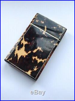 Antique painted Horn Georgian tortoiseshell Card Case With Original Cards