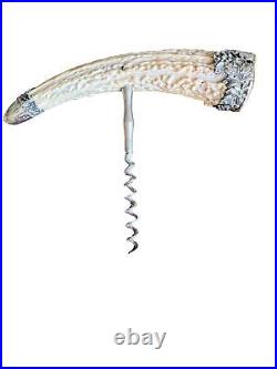 Antq Gorham Stag Horn Corkscrew With Sterling Silver Embossed Both End Caps 7