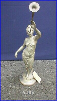 Aurora Goddess of the Dawn With Renewing Horn Statue Sculpture Silver Bronze 24