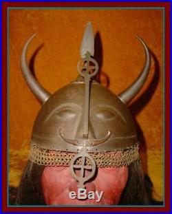 Authentic ANTIQUE Indo Persian / Turkish Horn HELMET Armor with Silver Koftgari