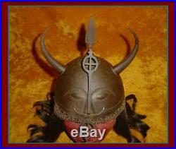 Authentic ANTIQUE Indo Persian / Turkish Horn HELMET Armor with Silver Koftgari