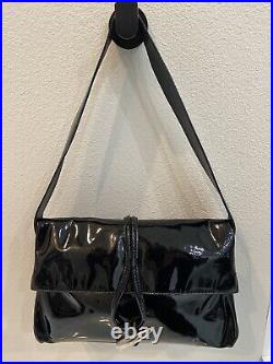Authentic BURBERRY Women's Black Patent Leather Shoulder Handbag Purse Nova