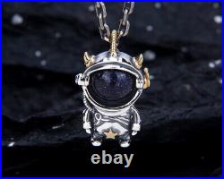 B37 Pendant Astronaut Devil With Horns And Star 925 Sterling Silver
