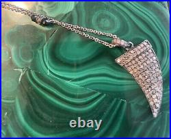 BAVNA $1K 925 silver Necklace With pave DIAMOND Horn Signed, Mint RARE SAKS 5TH