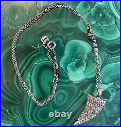 BAVNA $1K 925 silver Necklace With pave DIAMOND Horn Signed, Mint RARE SAKS 5TH