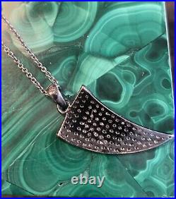 BAVNA $1K 925 silver Necklace With pave DIAMOND Horn Signed, Mint RARE SAKS 5TH