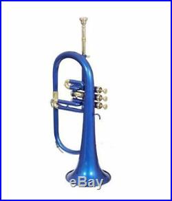 BLUE BRASS FINISH Bb Flugel Horn CHU 0326 With Free Case + Mouthpiece