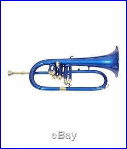 BLUE BRASS FINISH Bb Flugel Horn CHU 0326 With Free Case + Mouthpiece