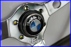 BMW Vintage Wood Steering Wheel Chrome Spoke 15 inch 380mm With horn button