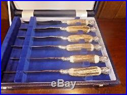 BOXED Mappin & Webb SET of 6 STUNNING STEAK KNIVES with STAG HORN HANDLES