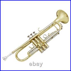 Bb B Flat Trumpet Brass Tube Golden With Silver Horn With Box Gloves Mouthpiece