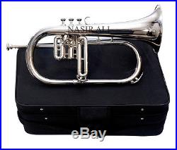 Bb PITCH FLUGEL HORN 3 VALVE WITH CASE AND MP, NICKEL SILVER