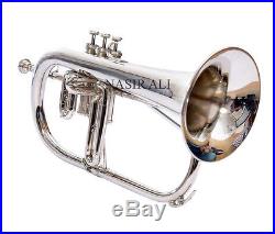 Bb PITCH FLUGEL HORN 3 VALVE WITH CASE AND MP, NICKEL SILVER