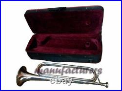 Bb TRUMPET BUGLE NICKEL WITH CASE FAST SHIPPING