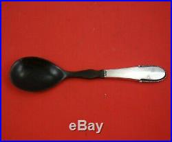 Beaded by Georg Jensen Sterling Silver Caviar Spoon with Horn 7 3/4 Heirloom