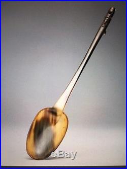 Beautiful American 19th Century Horn Spoon with Figural Handle/Whistle