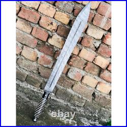 Beautiful Custom Handmade Damascus Steel Sword With Leather Sheath Length 22'