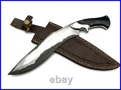 Beautiful Custom handmade San mai kukri knife with black horn and steel clip