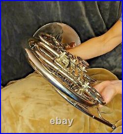 Beautiful F Schmidt F/Bb Double French Horn Silver Nickle with Case
