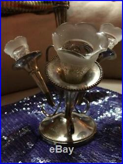Beautiful Silver Centerpiece With Crystal Horn Of Plenties Victorian Period 1880