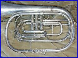 Beautiful Silver Plate King 1122 Marching French Horn Refurbished with Case