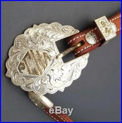 Belt With 3 Piece Sterling Silver Buckle By Broken Horn With Pcha In Gold Accent