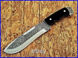Best Customized Handmade Engraved Hunting Knife With Bull Horn Handle