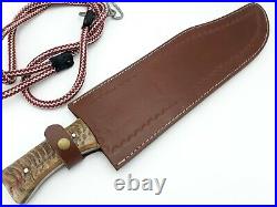 Best Handmade D2 Steel 3/8 Thick Sharp Edge Hunting Bowie Knife With Ram Horn