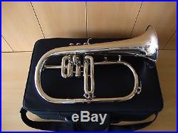 Best Price Deal! New Silver BbFlugel HornWith Free Hard Case+Mouthpiece