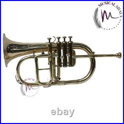 Best Quality Flugel Horn 4 Valve Brass Finish Bb Pitch With M. P, & Hardcase