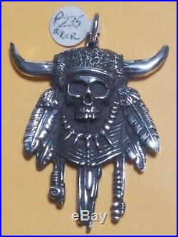Biker Skull With Horns 925 Serling silver Pendant