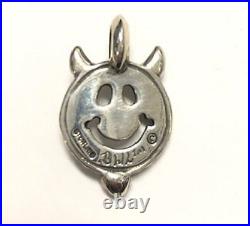 Bill Wall Leather Happy Face with Horns Sterling Silver Pendant with Pouch Unused