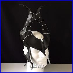 Black Leather COSPLAY HORNS with Silver Halloween Mask Comicon LARP Maleficent