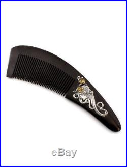Black horn comb inlaid with silver Beauty
