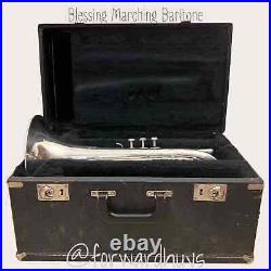 Blessing Silver Plated Marching Baritone Horn with Case & Mouthpiece