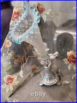 Blue And Silver Epergne Horns With Holders