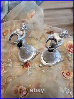 Blue And Silver Epergne Horns With Holders