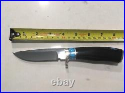 Bob Lay Custom Hunter Knife Buffalo Turquoise Silver With Sheath Canadian Maker