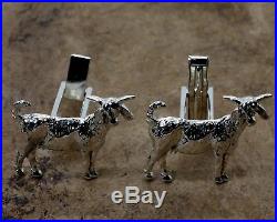 Boer Goat Cuff Links in Medium Size With Horns in 925 Sterling Silver