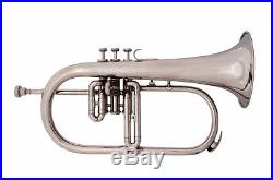 Brand New Silver Bb Flugel Horn PURE BRASS MADE With Free Hard Case+Mouthpiece