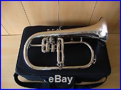 Brand New Silver Bb Flugel Horn With Free Hard Case+Mouthpiece+Fast Ship
