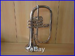 Brand New Silver Bb Flugel Horn With Free Hard Case+Mouthpiece+Fast Ship
