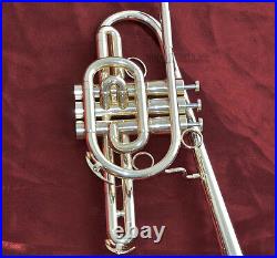 Brand new Marching Trumpet Silver plated horn Monel valve With Case FREE SHIP