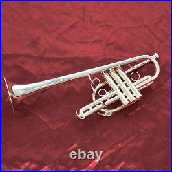 Brand new Marching Trumpet Silver plated horn Monel valve With Case FREE SHIP