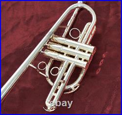 Brand new Marching Trumpet Silver plated horn Monel valve With Case FREE SHIP