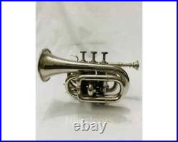 Brass Polished Bugle Instrument Pocket Trumpet With 3 Valve &Vintage Flugel Horn