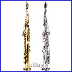Brass Soprano Flat B Saxophone Straight Horn Sax Instrument with Care Set