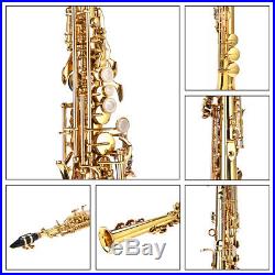 Brass Soprano Flat B Saxophone Straight Horn Sax Instrument with Care Set