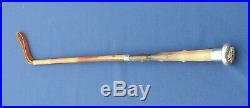 British Regimental Army Riding Crop Baton With Horn Handle And Silver Mounts