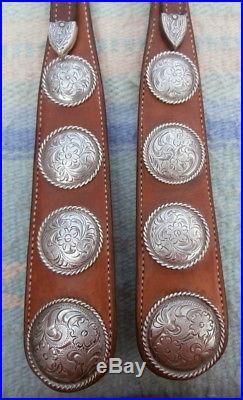 Broken Horn Sterling Silver Overlay Horse Show Headstall Loaded with Conchos